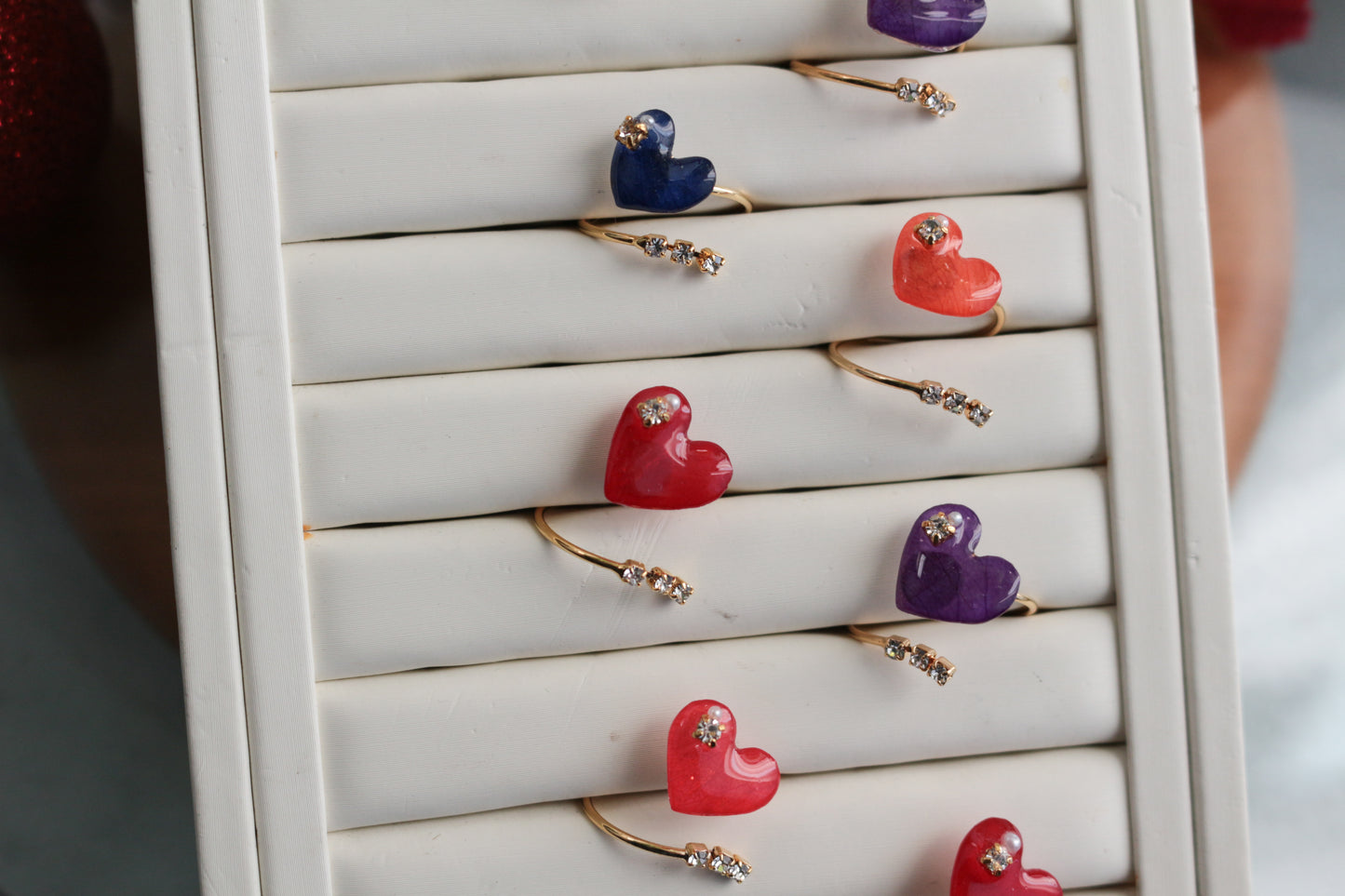 Heart Ring with Three Gems No.1