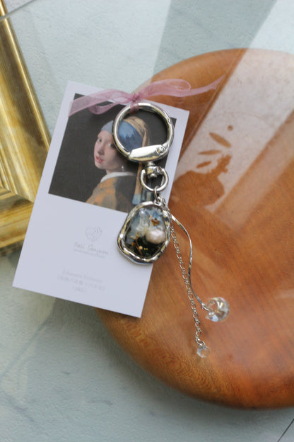 Vermeer Inspired Flower Bag Charm No.1 真珠の耳飾りの少女