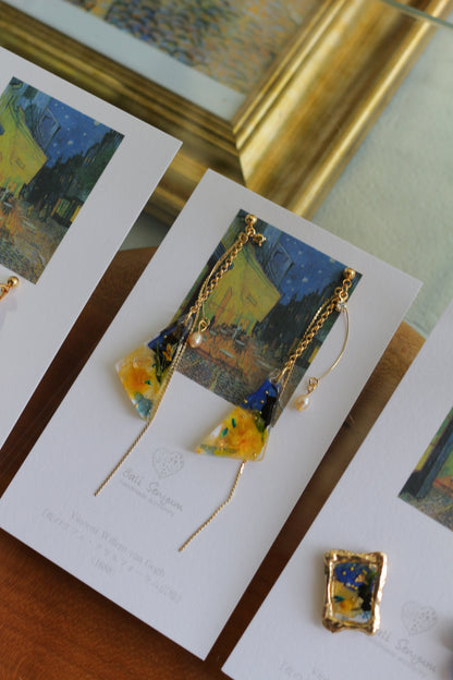 Gogh Inspired Earrings Café Terrace at Night -夜のカフェ・テラスフォーラム広場