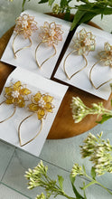 Three Layer Flower with Wave Hoop Earrings -  Titanium Pierce  Limited item No.2