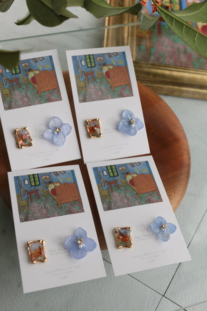 Gogh Inspired Flower and Medallion No.1イヤリング Clip-on ゴッホの寝室