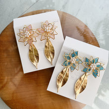 Three Layer Flower Earrings with Color