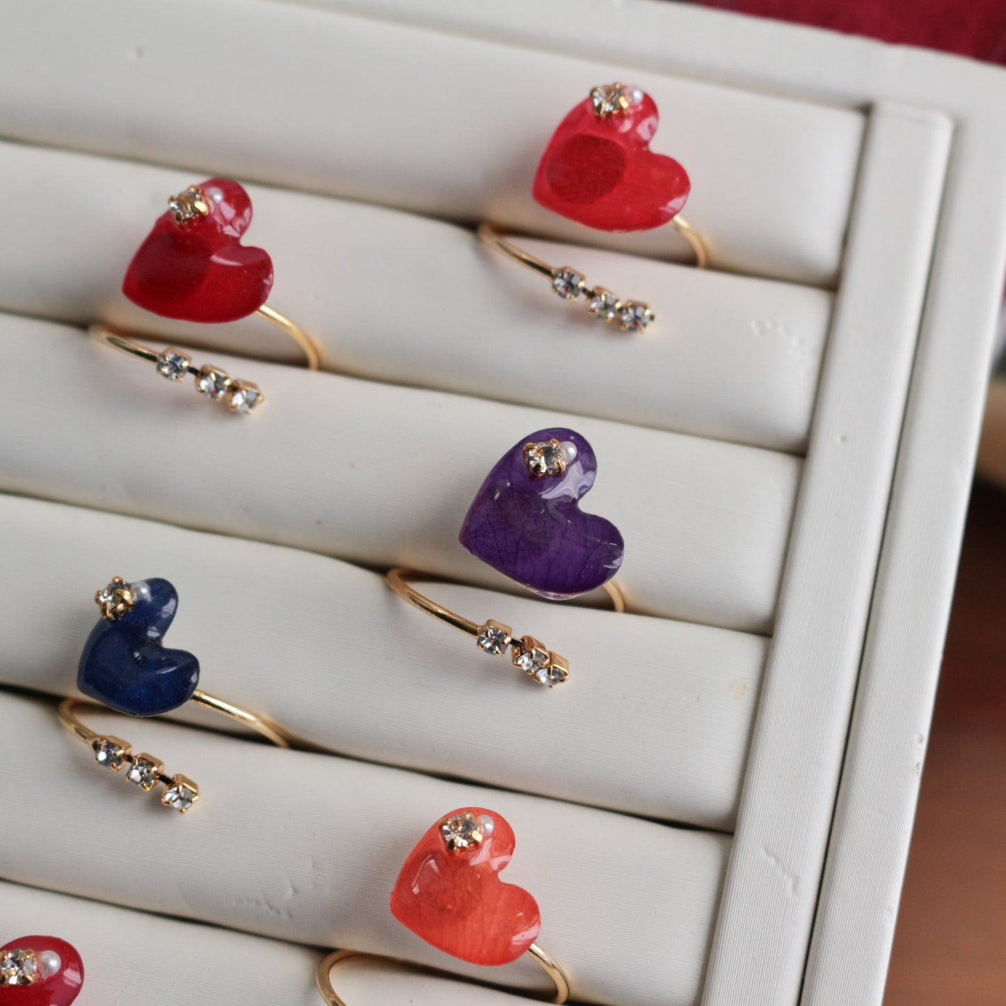 Heart Ring with Three Gems No.1