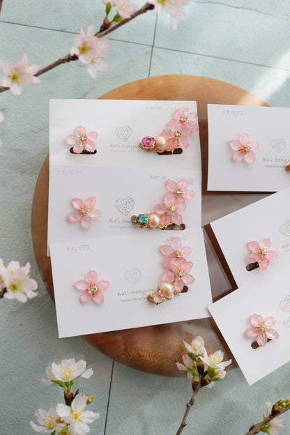 Someiyoshino Double Sakura Earring and Ear Cuff #S028