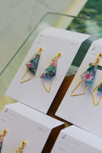 Claude Monet Water Lilies Inspired Triangular Floral Earrings -  No.5