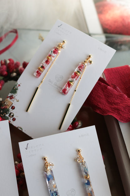 Dangling Christmas Stick Earrings with Pearl