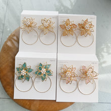 Three Layer Flower with Hoop Earrings with Color No.1