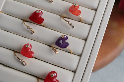 Heart Ring with Three Gems No.1