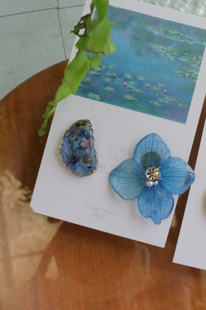 Monet Inspired Flower and Medallion No.34 ピアスTitanium Pierce 睡蓮