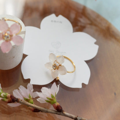 Someiyoshino Sakura Ring with Three Gems NEW #S053