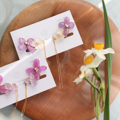 Hydrangea Flying Butterfly  No.46 - Clip-on(イヤリング）