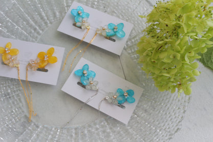 Hydrangea Flying Butterfly  No.57- Clip-on(イヤリング）