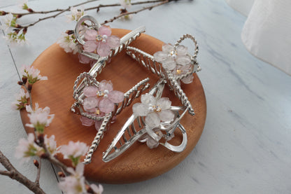 Someiyoshino Sakura Silver Color Hair Clip - White  Big