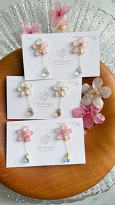 Someiyoshino Sakura Earrings with Hanging Sparkling Gem