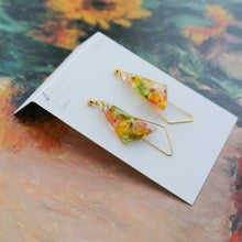 Claude Monet Sunflower Inspired Triangular Floral Earrings - ひまわり No.2