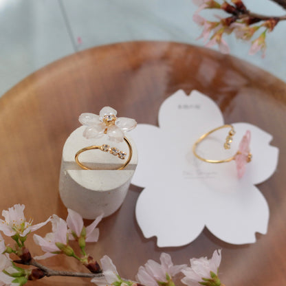 Someiyoshino Sakura Ring with Three Gems NEW #S053