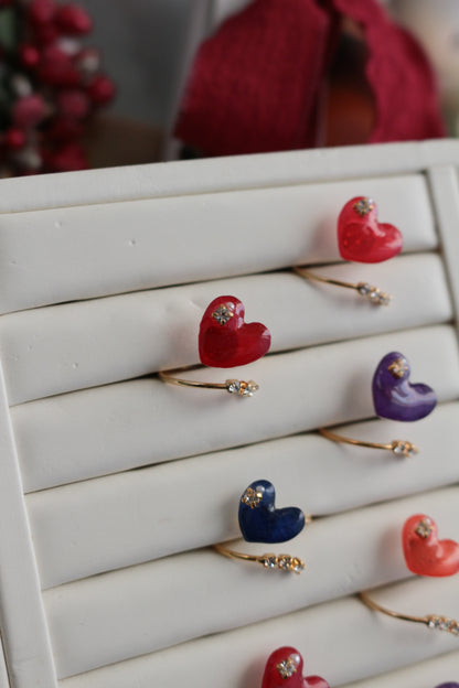 Heart Ring with Three Gems No.1