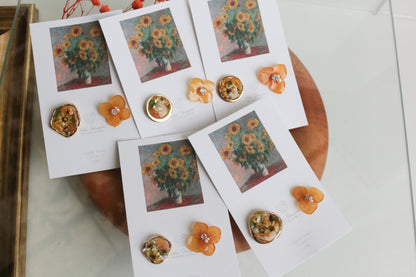 Monet Inspired Flower Earrings No.12 ピアスTitanium Pierce ひまわり