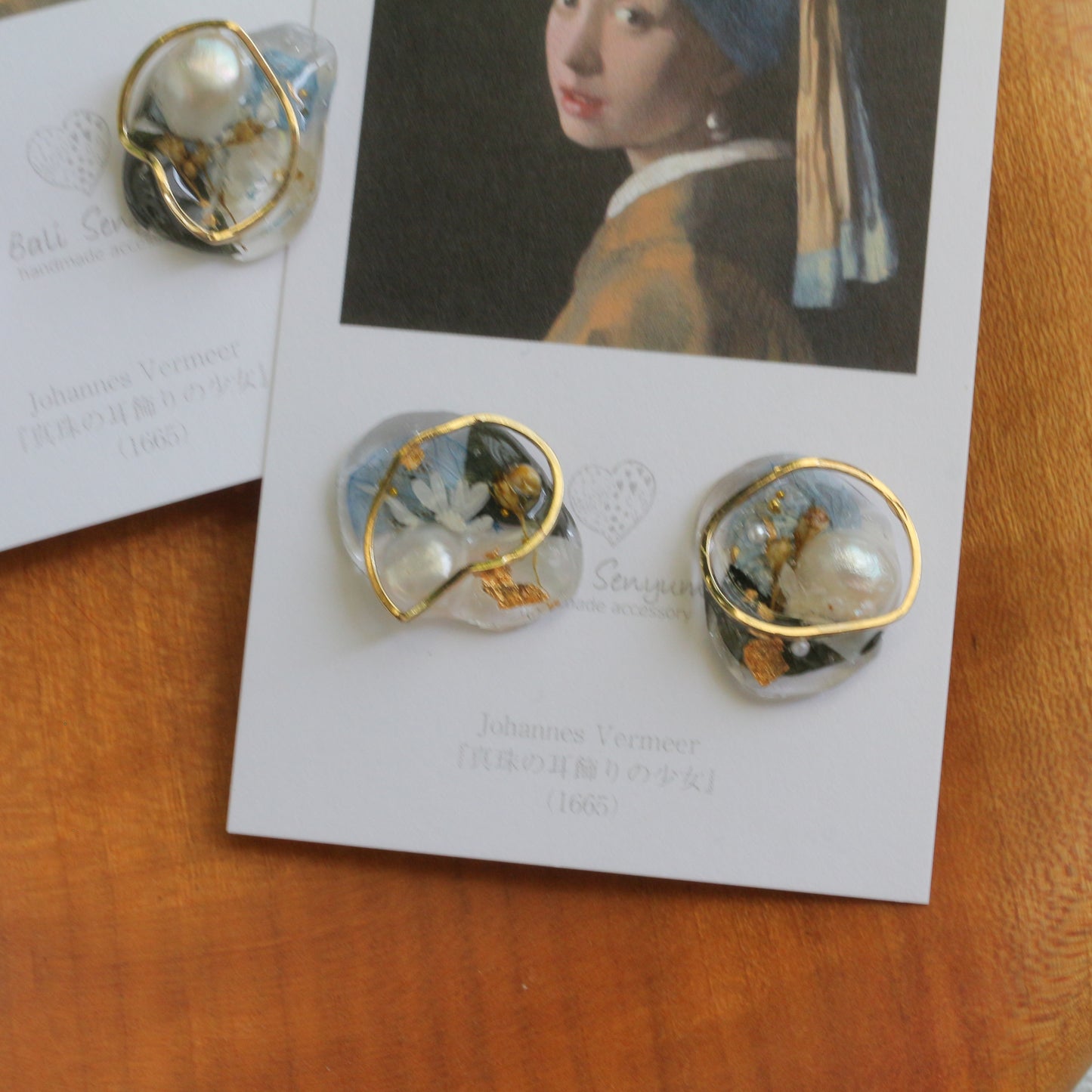 Vermeer's Inspired Flower & Pearl Earrings No.2 ピアス Pierce 真珠の耳飾りの少女