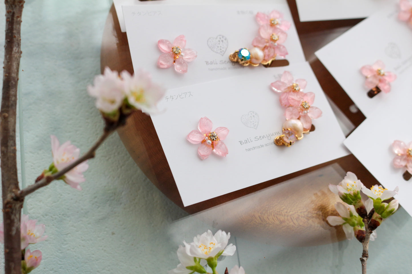 Someiyoshino Double Sakura Earring and Ear Cuff #S028