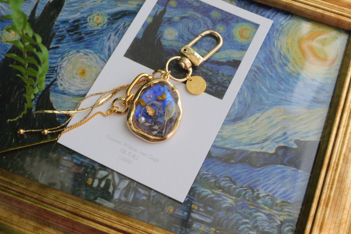 Gogh Inspired Flower Bag Charm No.1  星月夜