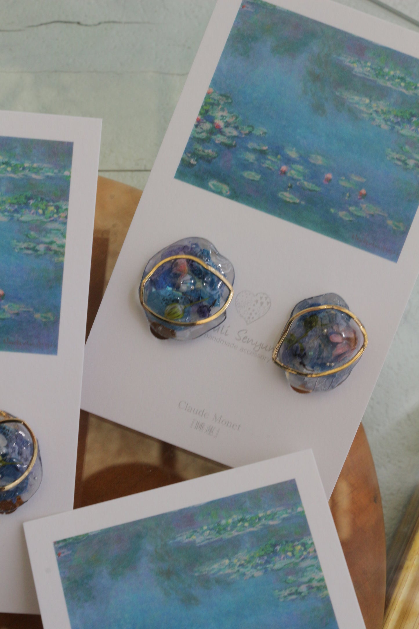 Monet Inspired Flower Medallion Earrings No.2 イヤリング Clip-on 睡蓮