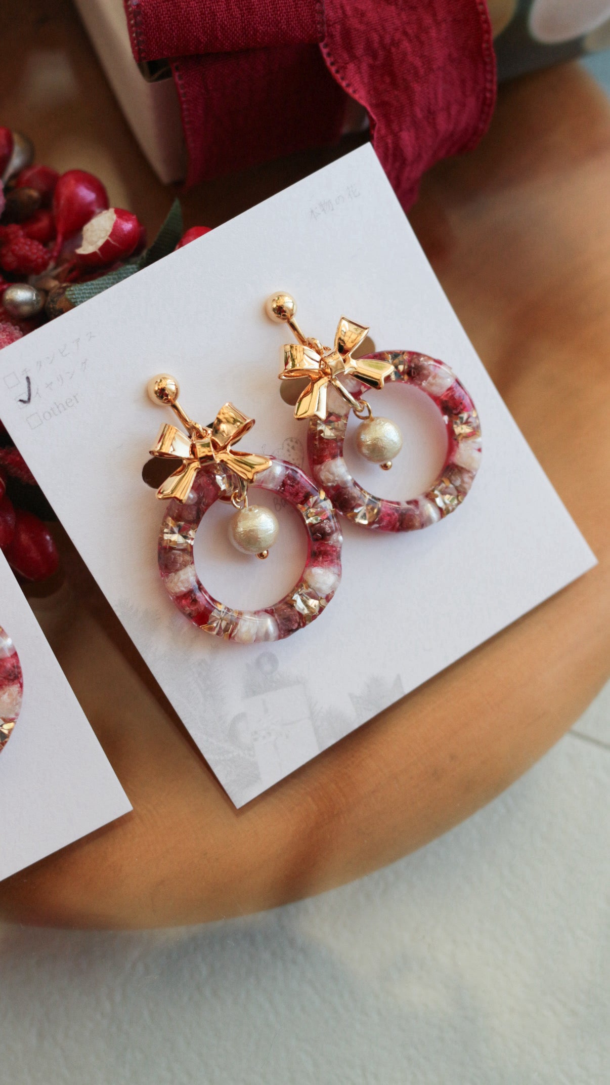 Christmas Wreath Earring (White Christmas) #21