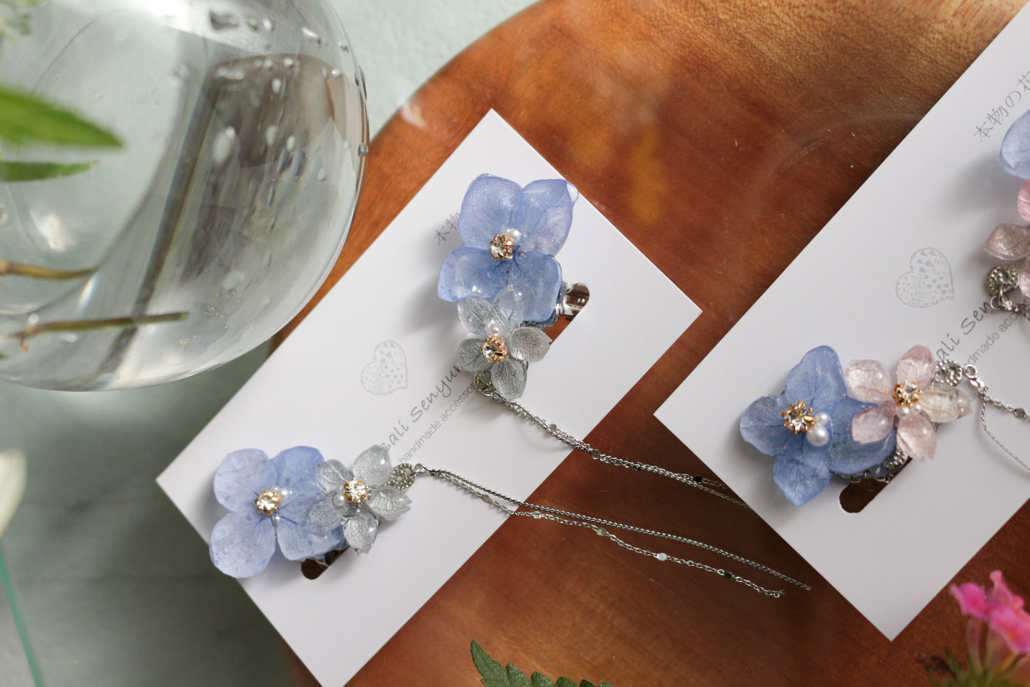 Hydrangea Flying Butterfly  No.44 - Clip-on(イヤリング）