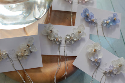 Hydrangea Flying Butterfly Earrings No.47 - Titanium Pierce(ピアス）