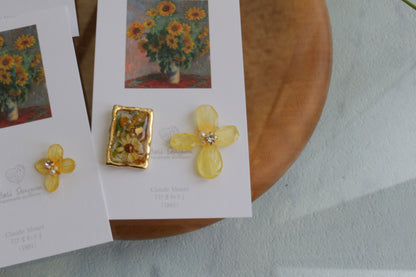 Monet Inspired Flower Earrings No.22 ピアスTitanium Pierce ひまわり