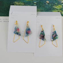 Claude Monet Water Lilies Inspired Triangular Floral Earrings -  No.7