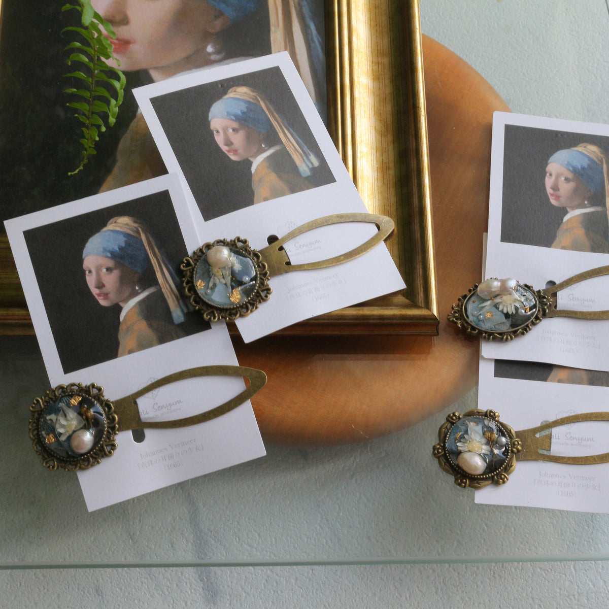 Vermeer Inspired Flower Book Mark No.1 - 真珠の耳飾り