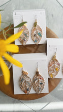 Leaf Earrings With Seasonal Flower Petals No.36