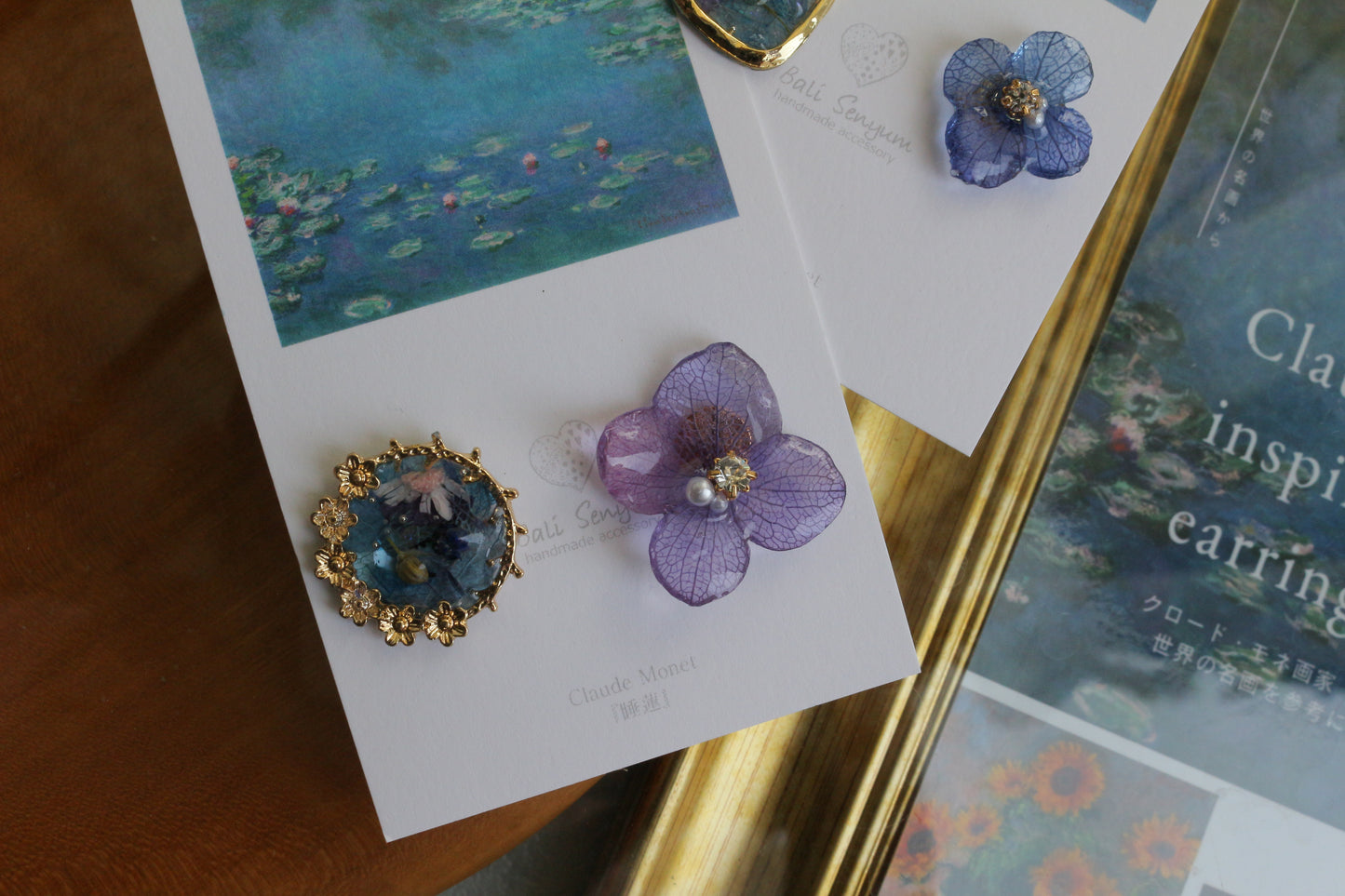 Monet Inspired Flower and Medallion No.25 ピアスTitanium Pierce 睡蓮