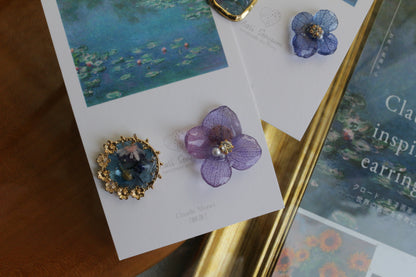 Monet Inspired Flower and Medallion No.25 ピアスTitanium Pierce 睡蓮