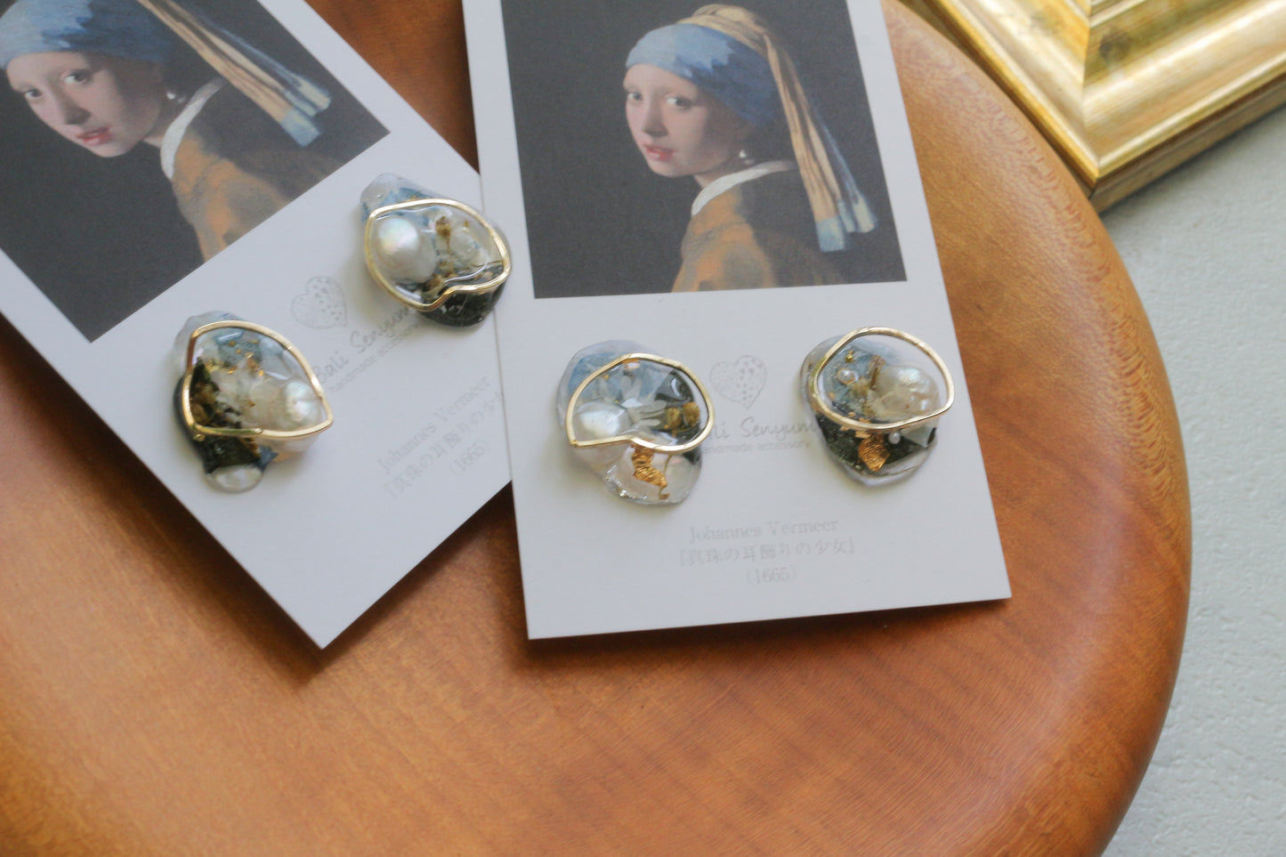 Vermeer's Inspired Flower & Pearl Earrings No.2 ピアス Pierce 真珠の耳飾りの少女