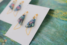 Claude Monet Water Lilies Inspired Triangular Floral Earrings -  No.7