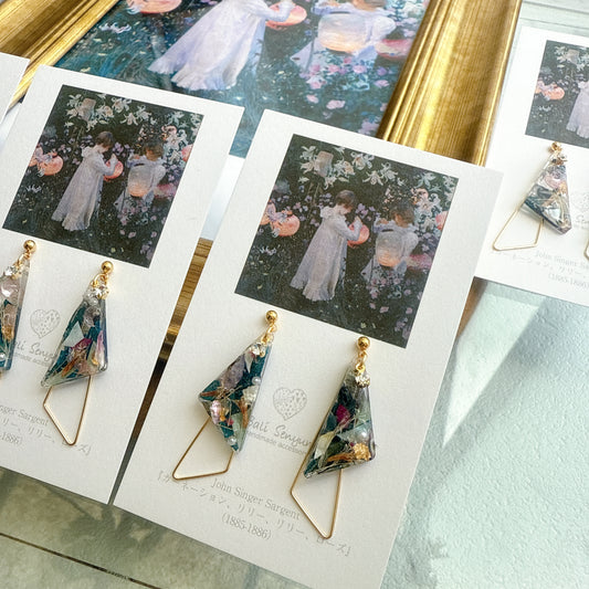 Sargent Inspired Triangular Floral Earrings - No.1