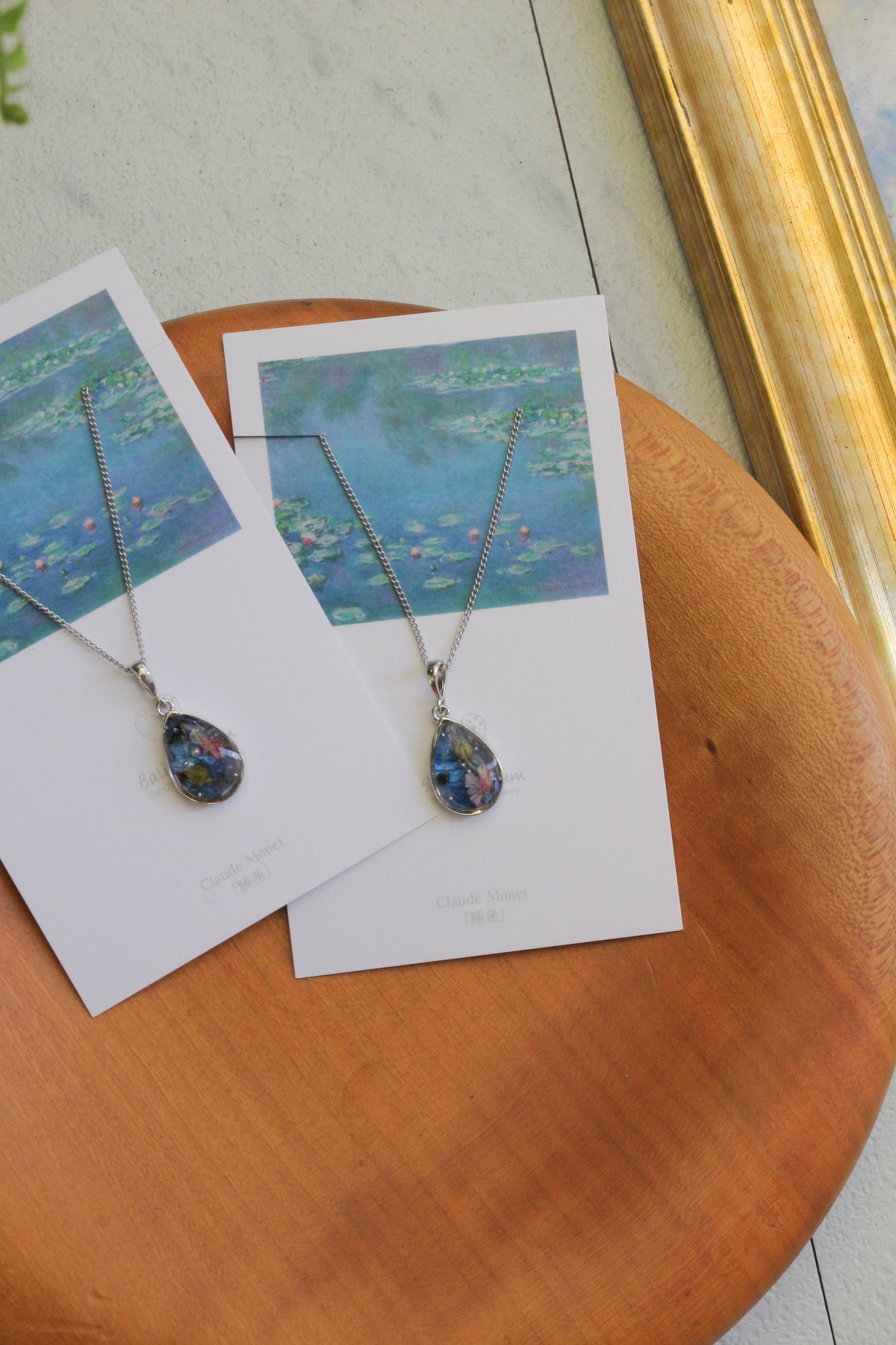 Claude Monet's Water Lilies Inspired Necklace - 睡蓮 ロジウムカラーネックレス