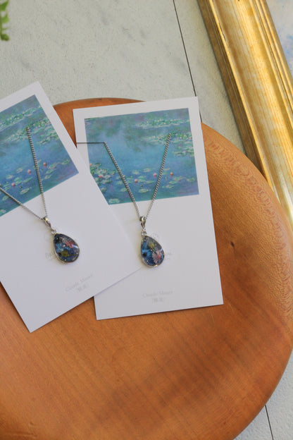 Claude Monet's Water Lilies Inspired Necklace - 睡蓮 ロジウムカラーネックレス