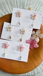 Someiyoshino Sakura Earrings with Hanging Sparkling Gem