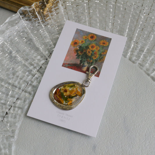 Monet Inspired Flower Key Chain No.2 ひまわり