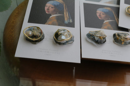 Vermeer's Inspired Flower & Pearl Earrings No.8 ピアス Pierce 真珠の耳飾りの少女