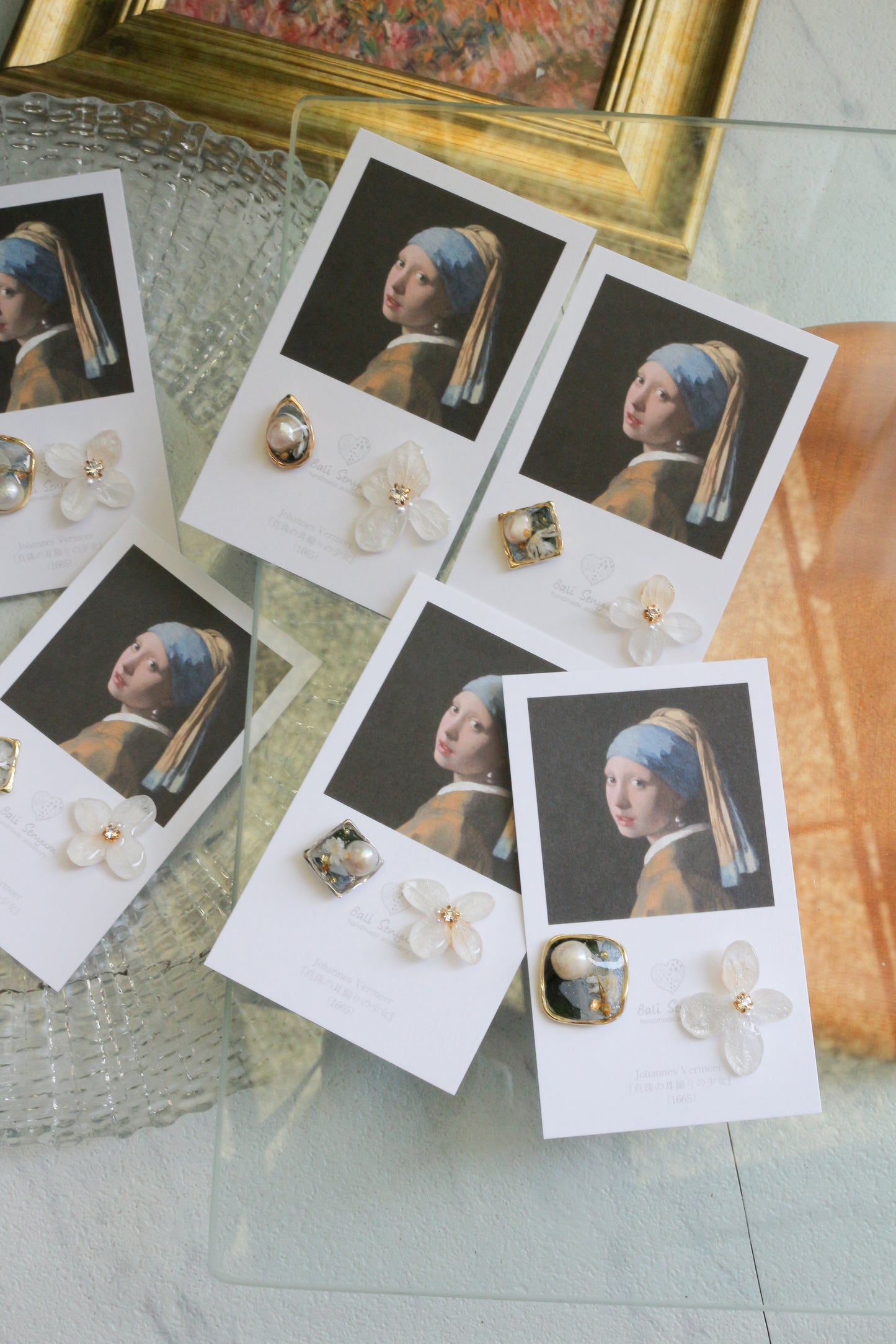 Vermeer's Inspired Flower and Medallion No.3 ピアス Pierce 真珠の耳飾りの少女