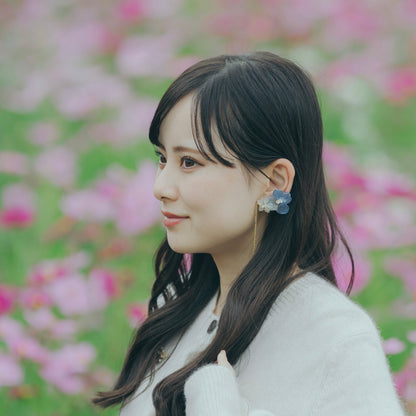 Hydrangea Flying Butterfly Earrings No.52 - Titanium Pierce(ピアス）