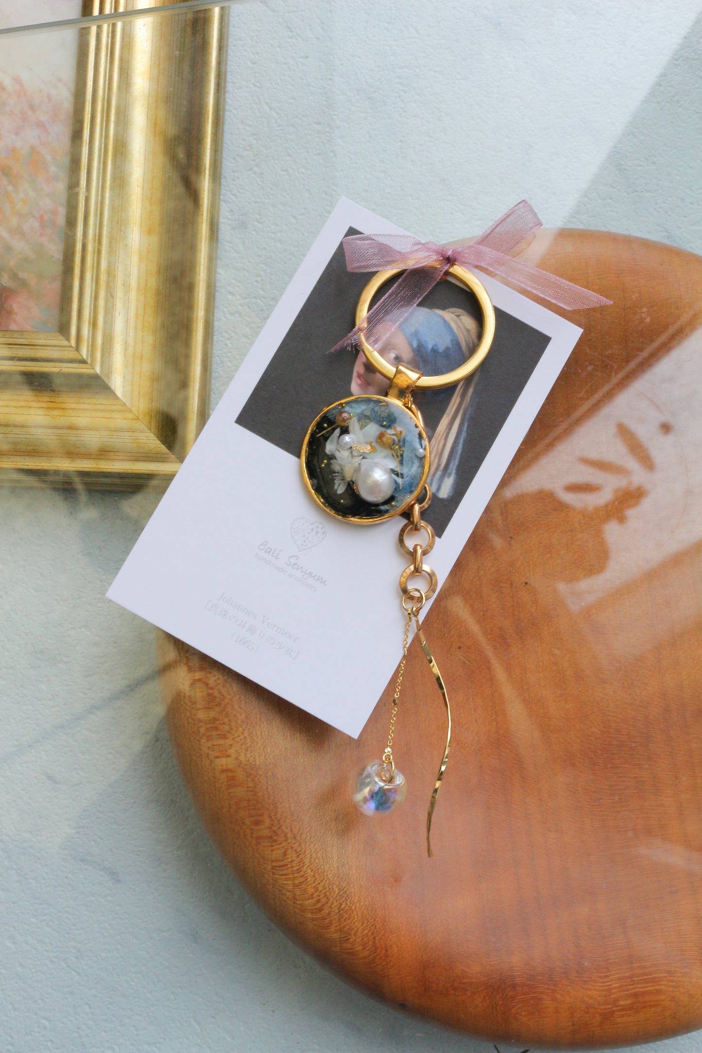 Vermeer Inspired Flower Key Chain No.1 真珠の耳飾りの少女