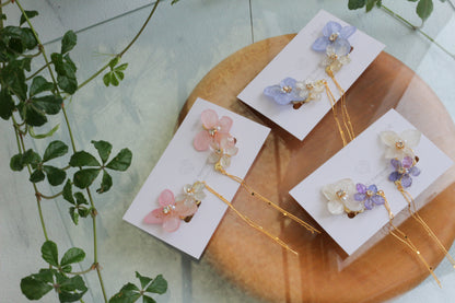 Hydrangea Flying Butterfly  No.53 - Clip-on(イヤリング）