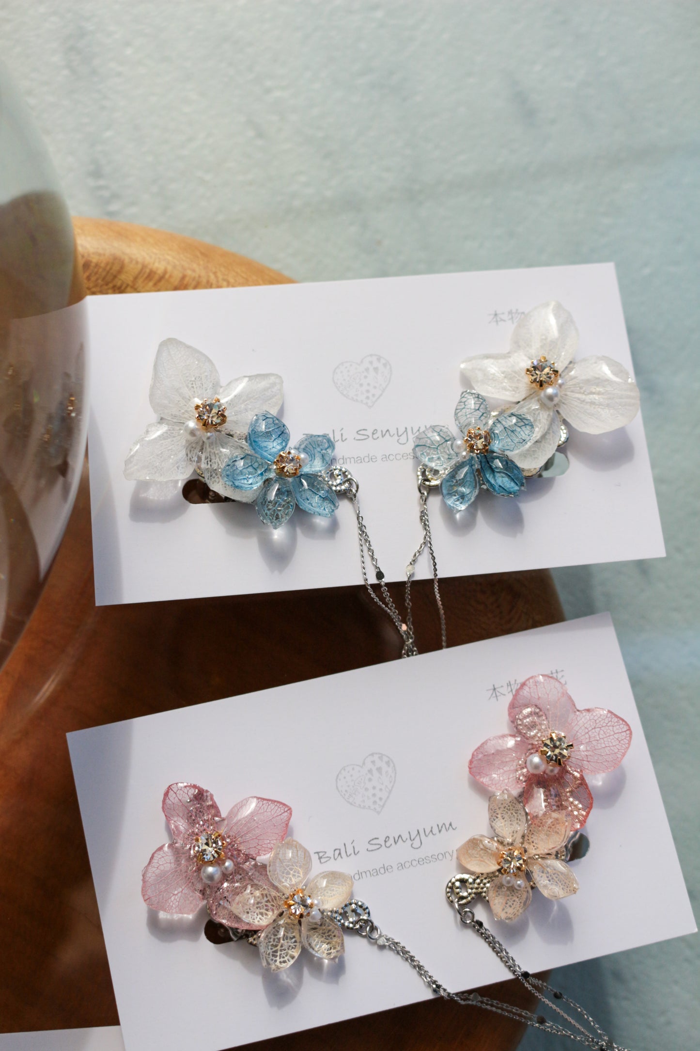 Hydrangea Flying Butterfly  No.48 - Clip-on(イヤリング）