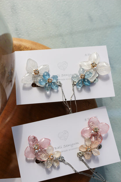 Hydrangea Flying Butterfly  No.48 - Clip-on(イヤリング）