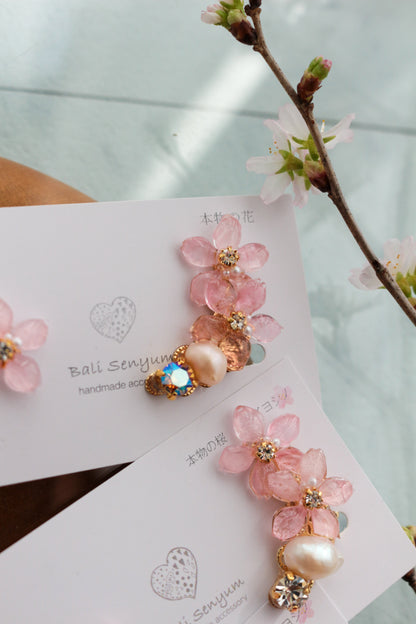 Someiyoshino Double Sakura Earring and Ear Cuff #S028